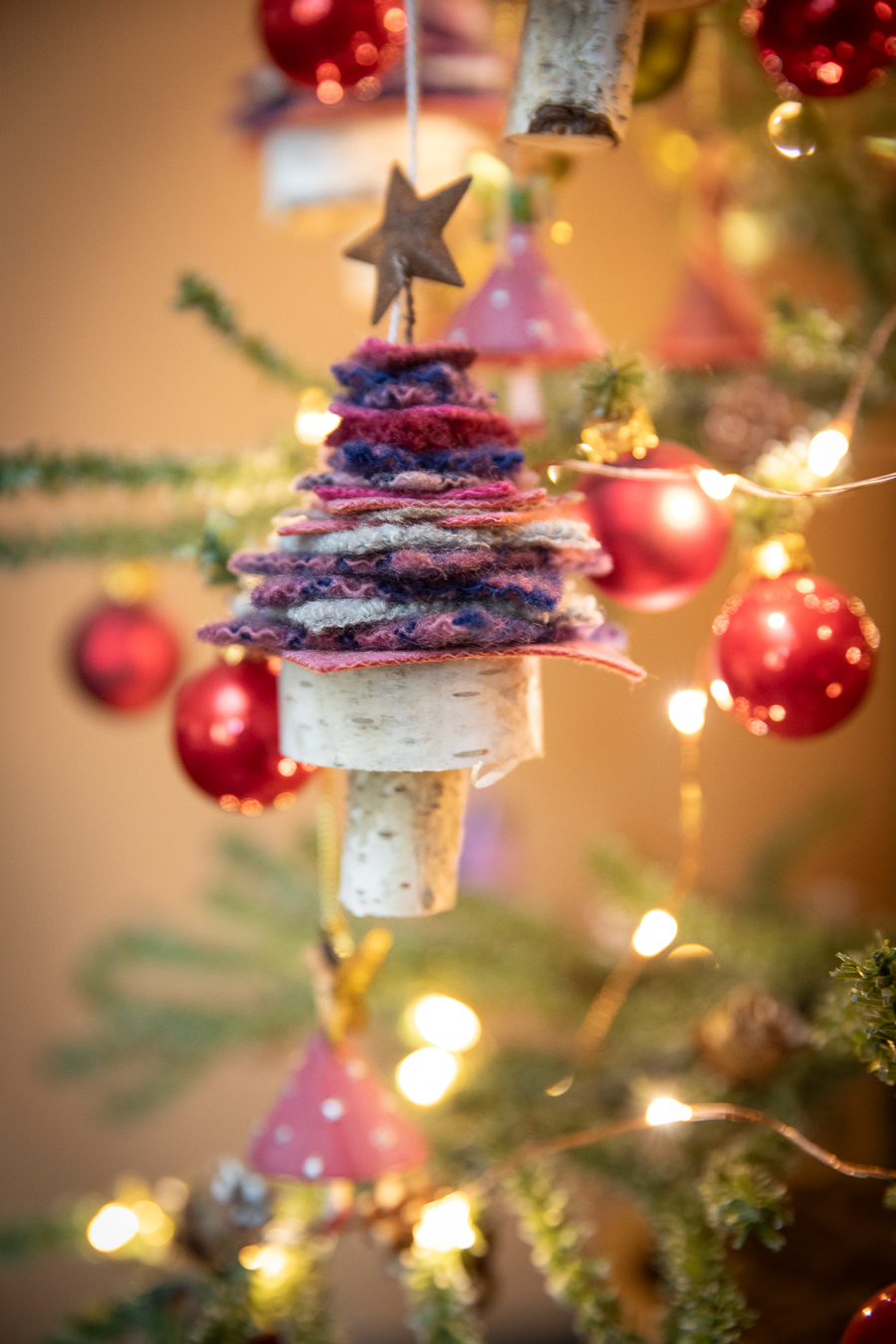 Handmade felted wool Christmas tree