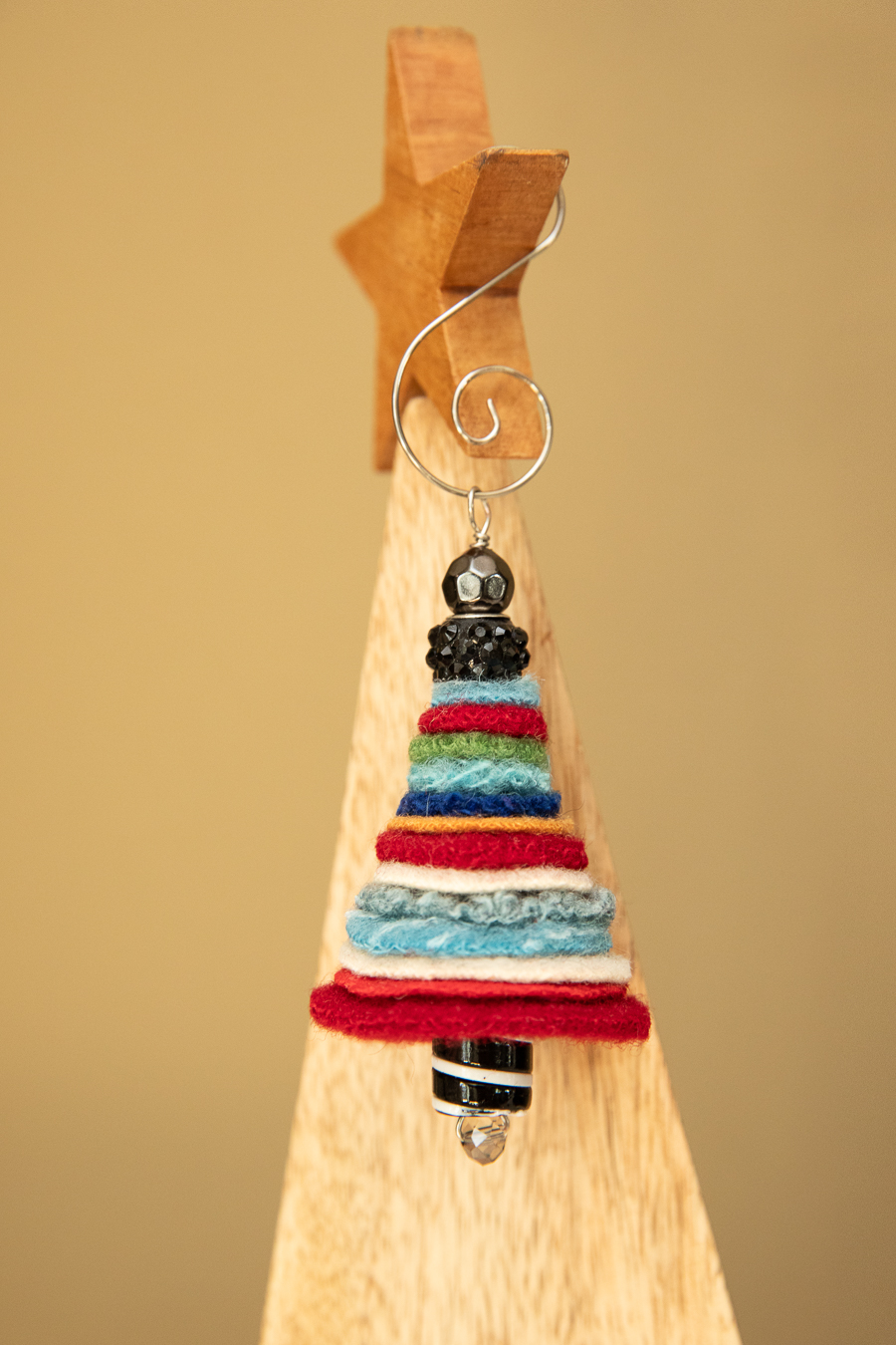 make art life multi-colored wool christmas tree ornaments